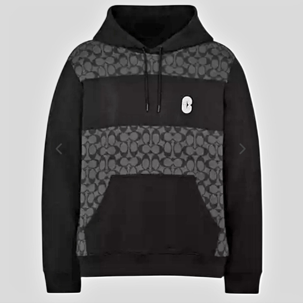 NWT Coach Black Signature Logo Cotton Hoodie Sz S - Picture 3 of 13